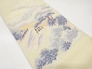 アンティーク　綴れ　橋に風景模様織り出し袋帯（材料）